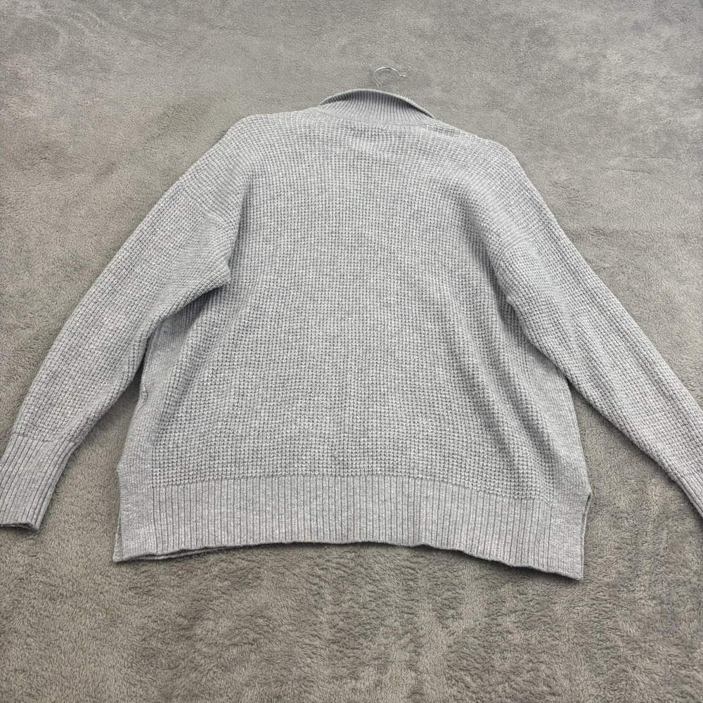 Aerie CozyUp Waffle Knit Polo Sweater‎ Womens XS Gray Relaxed Lagenlook Beachy - Picture 2 of 15